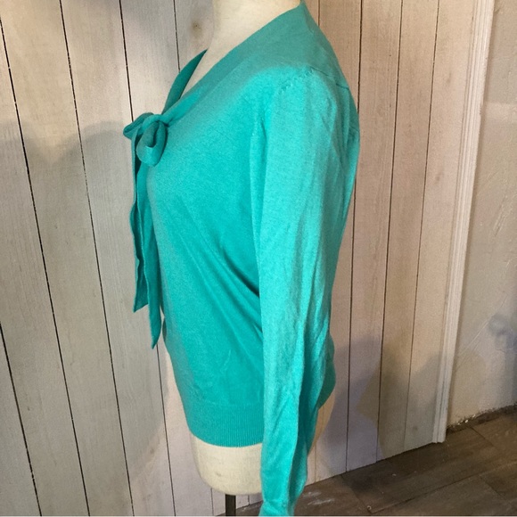 Vintage Sue Brett Teal shirt with bow in front Size 22 - Picture 4 of 7